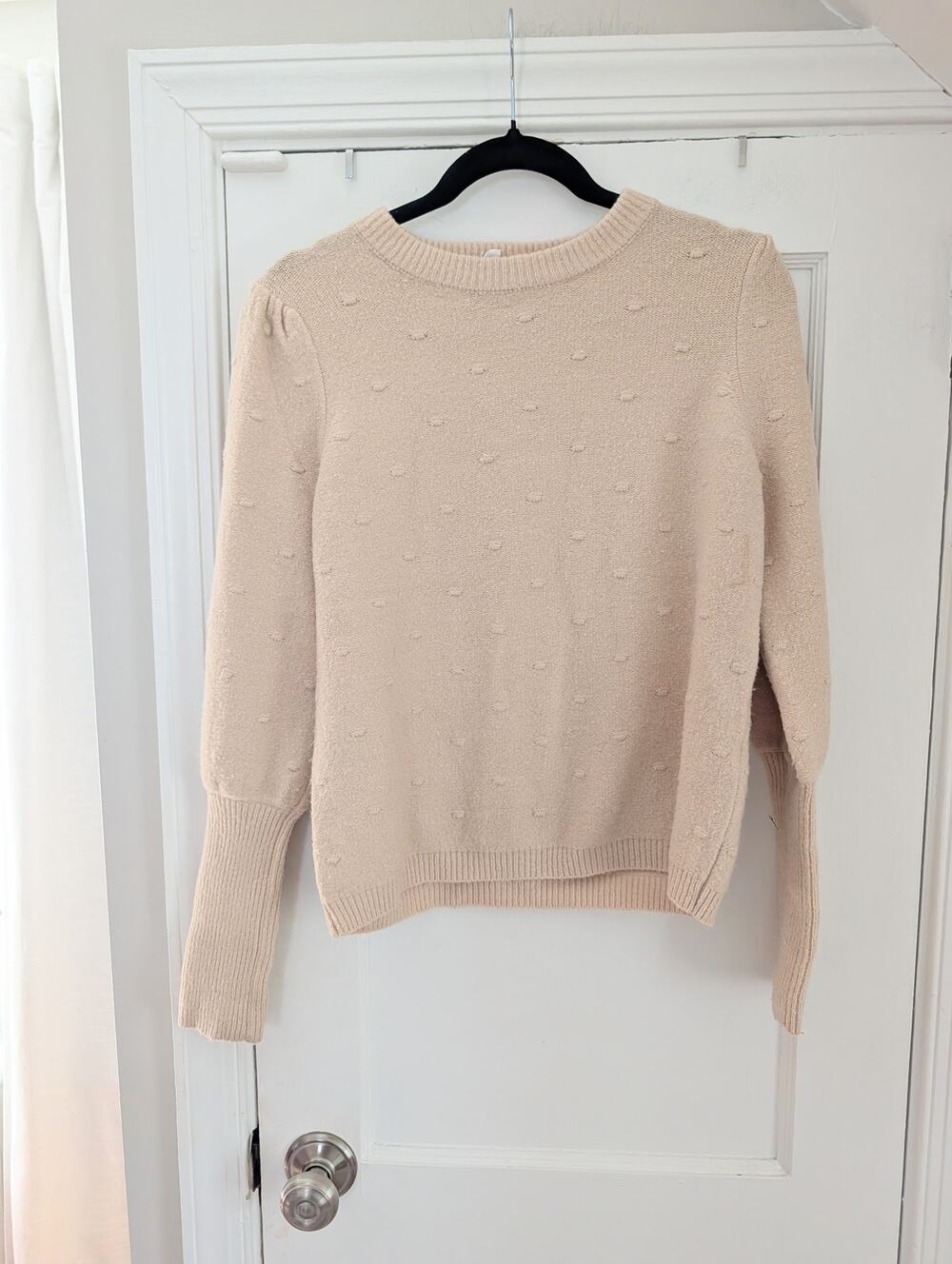 THML Swiss Dot Crewneck Sweater Jumper Sz Small Camel/Tan